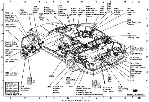1997 Mercury Cougar - This is a technical diagram showing various parts of a vehicle's engine and related systems.