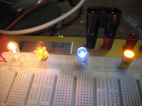 2003 Ford Crown Victoria - Breadboard with LEDs and electronic components, including a PACE 227 label.