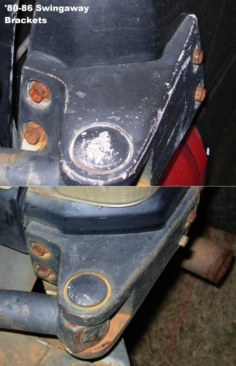 1983 Ford Bronco - Type 1 ('80-86) Swingaway Brackets have sharply angled straight corners to match the older body. '87-96 have smoother curves and will fit '…