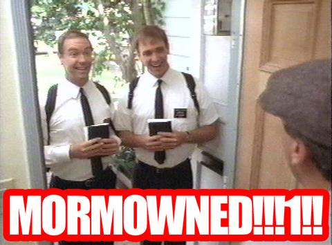 1995 Ford Bronco - Two men in white shirts and ties stand at a doorway holding books, with text overlay.