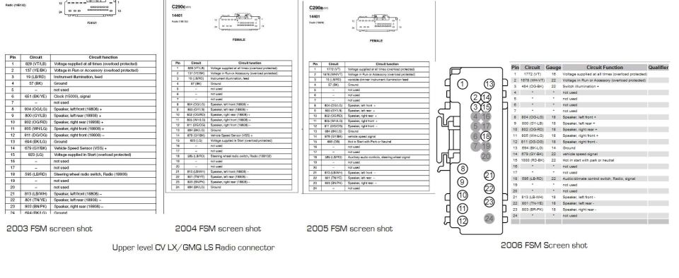 03+ Upper level CV/GM radio harness plug