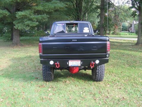 1991 Ford Bronco - This black Ford pickup truck is parked on a grassy area with trees in the background.