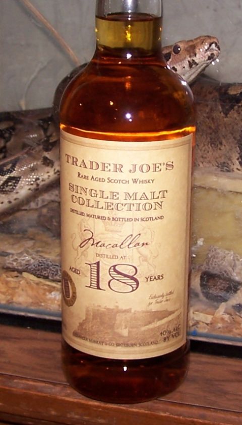 1990 Ford Bronco - Trader Joe's Macallan 18 Years Single Malt Scotch Whisky bottle is shown with a snake in the background.