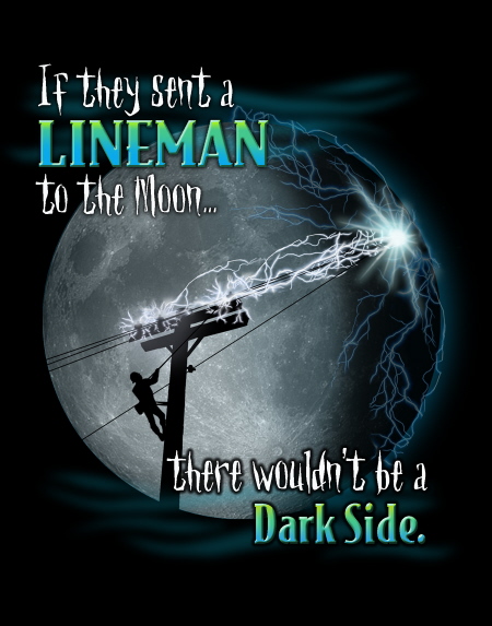 1989 Ford Bronco - An illustration depicts a lineman on a pole against the moon, with text about a dark side.