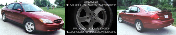 Taurus SES Sport banner with alloy wheel close-up centered between front and rear car views