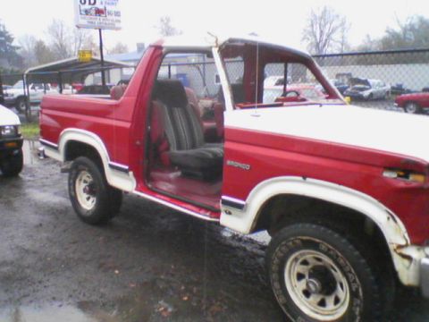 1984 Ford Bronco - no top and a nice tree dent
