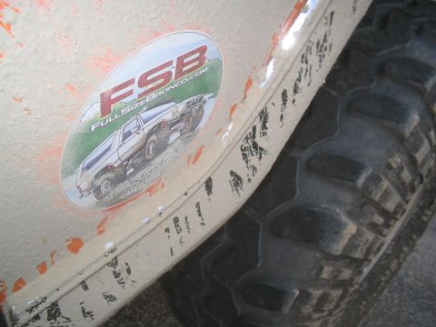 1979 Ford Bronco - Sticker on a 1979 Ford Bronco reads 'FSB FULL SIZE BRONCO.COM'.