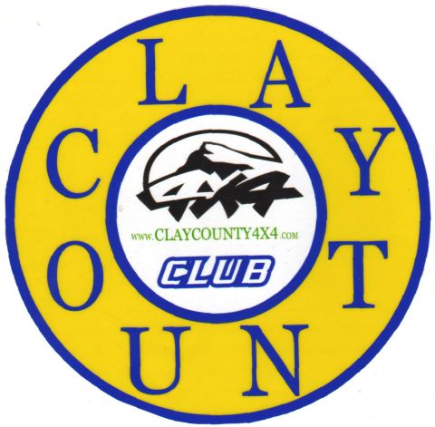 1989 Ford Bronco - This sticker displays the name and website for the Clay County 4x4 Club.