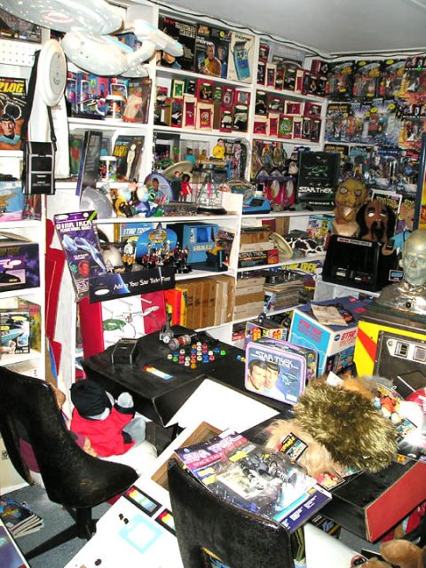 1966 Pontiac Fiero - A room packed with Star Trek merchandise, including action figures, models, and display items.