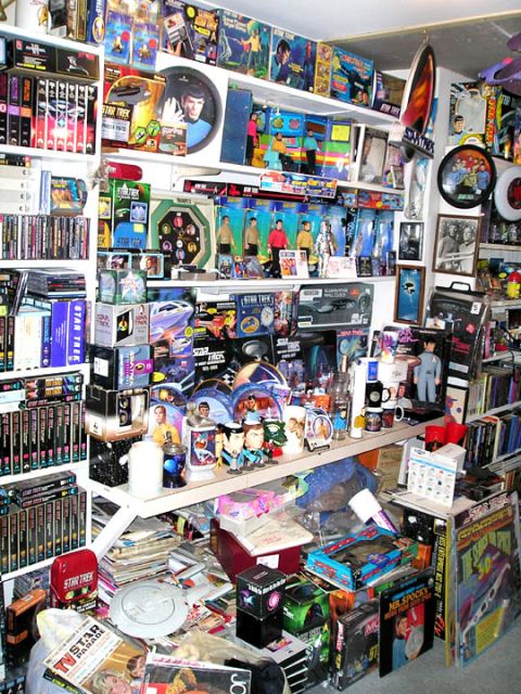 1966 Pontiac Fiero - A room packed with Star Trek merchandise, including action figures and display items.