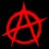 1976 Ford Ranchero - A glowing red anarchy symbol is displayed against a dark background.