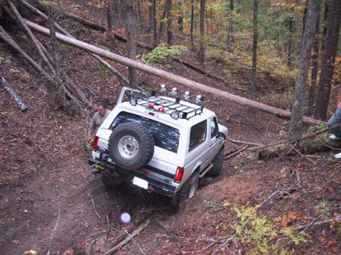 1995 Ford Bronco - We had to get the hi-lift out and raise the tree enough to crawl under.