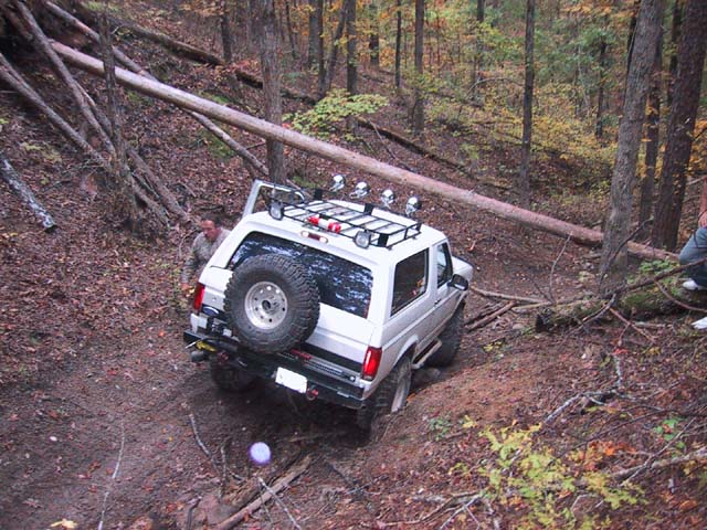 We had to get the hi-lift out and raise the tree enough to crawl under.