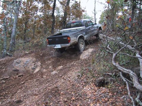 1995 Ford Bronco - This doesn't look that steep but it was. Rob giving it hell. He only knows one speed and that's "Wide Open."