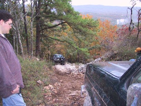 1995 Ford Bronco - Alex's starter died at the bottom of this hill so he had to be winched up.
