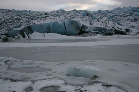 2003 Jeep TJ - Expansive glacier and frozen terrain under a cloudy sky.