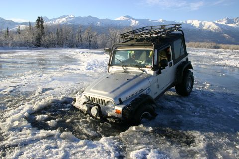2003 Jeep TJ - Jeep TJ Wrangler stuck in ice near mountains.