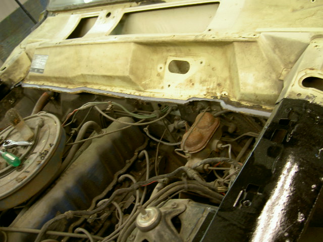 1967 Ford Ranchero engine bay showing brake master cylinder and air cleaner housing
