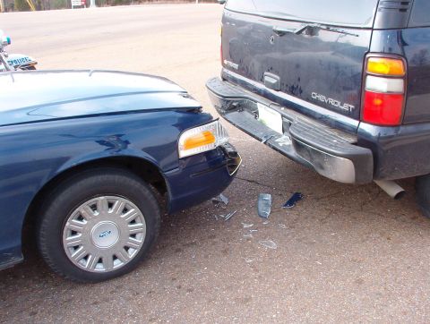 1999 Ford Crown Victoria - This Tahoe's bumper was JUST high enough to go over mine.