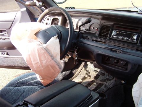 1999 Ford Crown Victoria - Both airbags deployed, even though I was only going about 5mph. Obviously, when the core support hit the bumper, it was enough impact to tr…