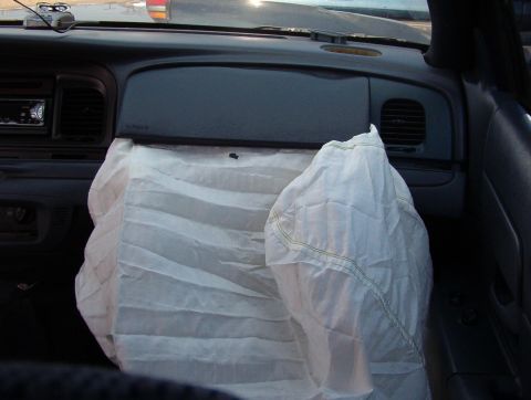 1999 Ford Crown Victoria - Both airbags deployed, even though I was only going about 5mph. Obviously, when the core support hit the bumper, it was enough impact to tr…