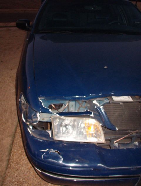 1999 Ford Crown Victoria - The header panel really shattered.