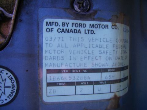 1971 Mercury Marquis - Door Tag