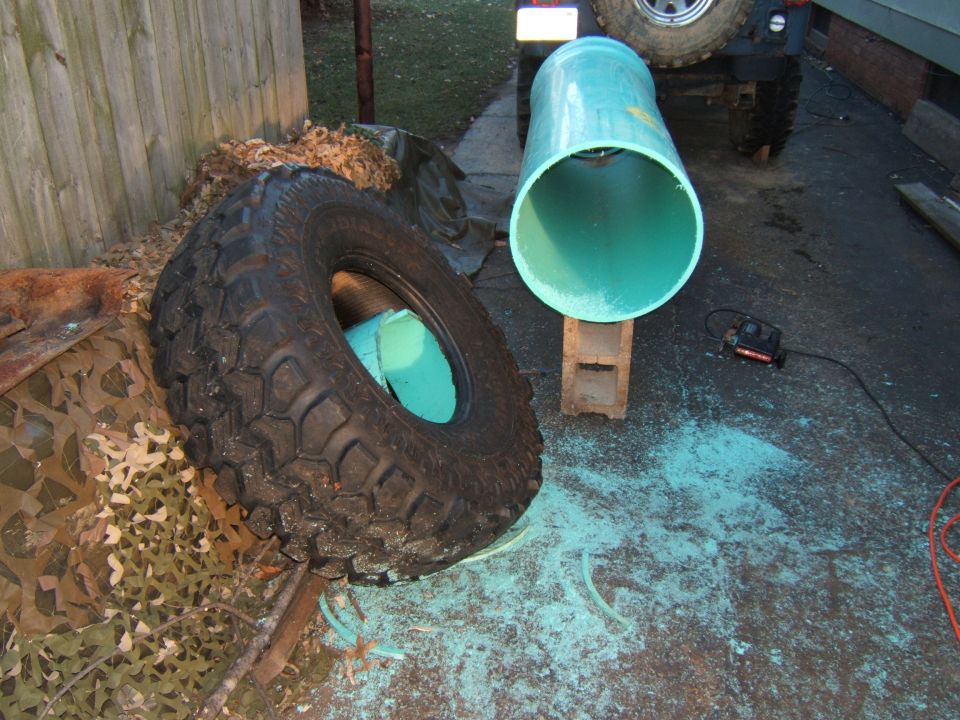 1980 Jeep CJ5 rear with large tire and pipe
