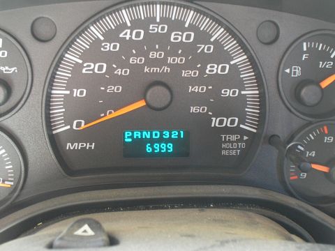 2005 Chevrolet Express - Close-up of a vehicle's dashboard, displaying the speedometer, gear selection, and fuel level.