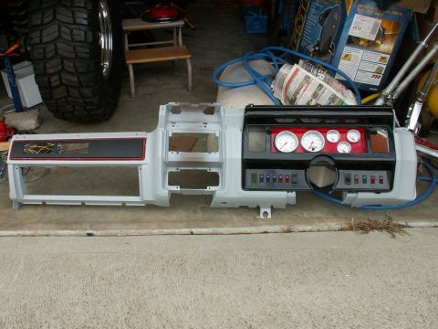1983 Ford Bronco - gauges and fascia mocked up for colour check with rest of dash face....drab beige/brown becomes stylish 2006 satin grey with satin red and…