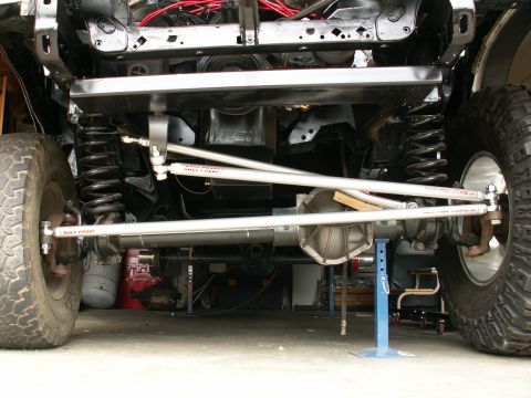 1983 Ford Bronco - BulletProof Steering from Performance Unlimited....without the track bar drop bracket yet...notice difference of 37inch Pro Comp's on the r…