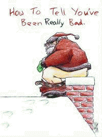 1968 Ford Mustang - A humorous drawing depicts Santa Claus in a compromising position atop a snowy chimney.
