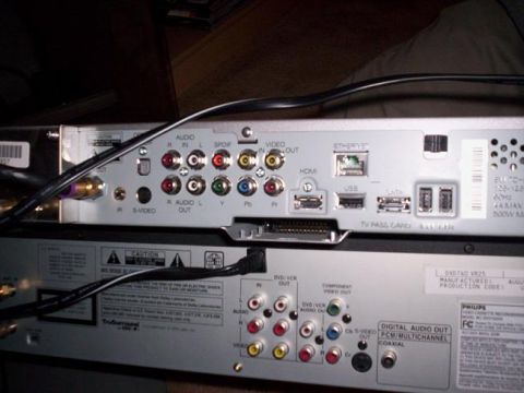 1989 Ford Bronco - Rear panel connections on two audio/video devices, including HDMI, USB, and RCA ports.