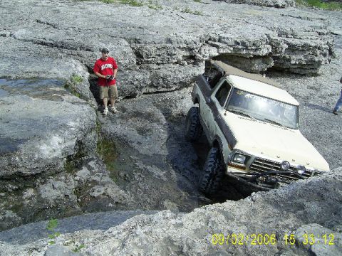 1979 Ford Bronco - A 1979 Ford Bronco tackles a challenging rocky off-road course.