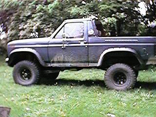 1986 Ford Bronco - This 1986 Ford Bronco is shown in a side profile, its classic body style and off-road tires.