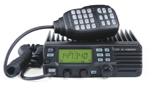 1984 Ford Bronco - This is a close-up of an Icom IC-V8000 radio transceiver and its attached microphone.