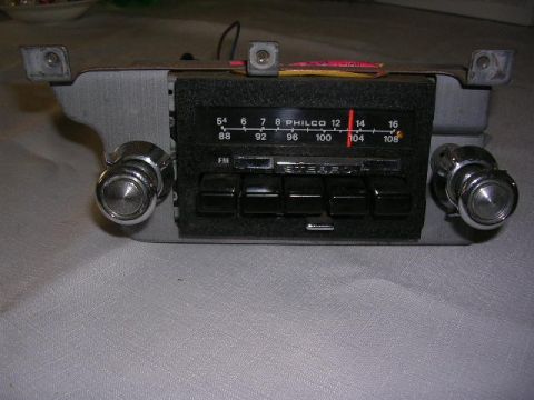 1975 Ford Ranchero - This Philco car radio features push buttons for station selection and two prominent tuning knobs.