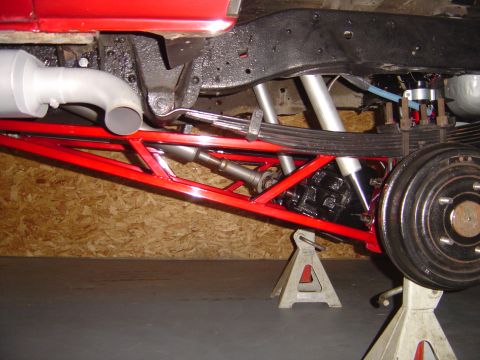 1978 Ford Bronco - Custom rear suspension and exhaust system components are visible on a vehicle.