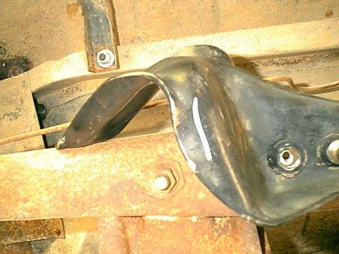 1983 Ford Bronco - here is the new mount withthe pilot holes drilled.