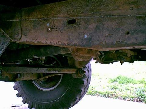 1983 Ford Bronco - hereis the new marked holes on the driver side frame rail.
