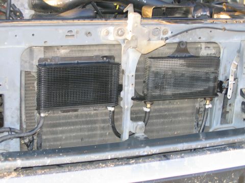 1989 Ford Bronco - Transmission cooler installed in front of the radiator.