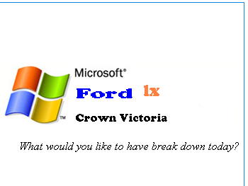 1997 Ford Crown Victoria - This document displays a Microsoft Windows logo alongside text related to a Ford Crown Victoria, with a question about vehicle breakdowns.