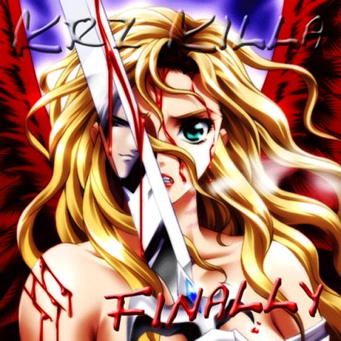 1985 Ford Crown Victoria LTD - This is an anime illustration a winged female warrior with a sword.