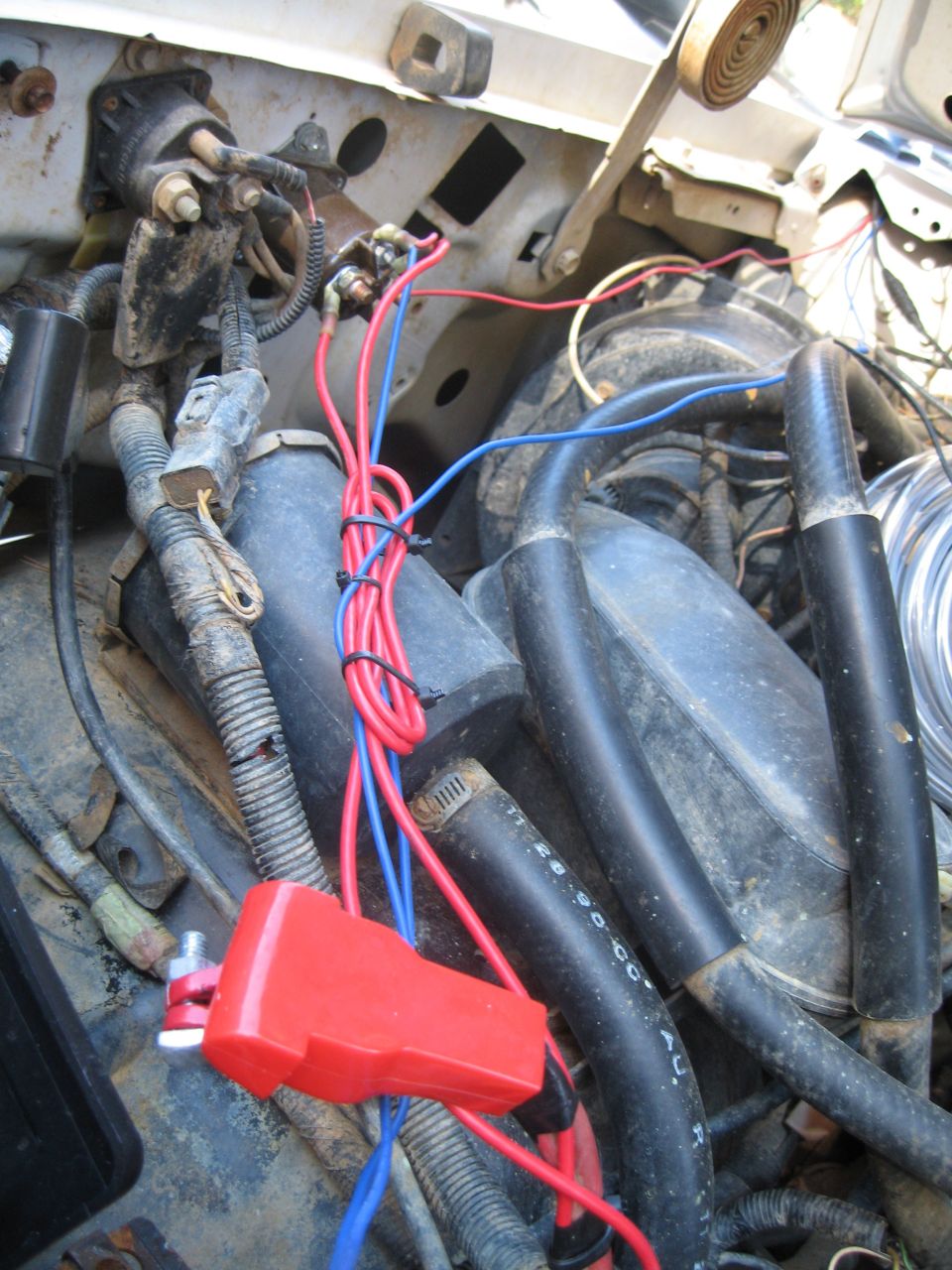 This is all the wires I ran in the engine compartment.