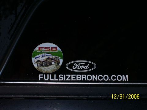 1993 Ford Bronco - Sticker on a black surface reads FULLSIZEBRONCO.COM and features a Ford Bronco graphic.