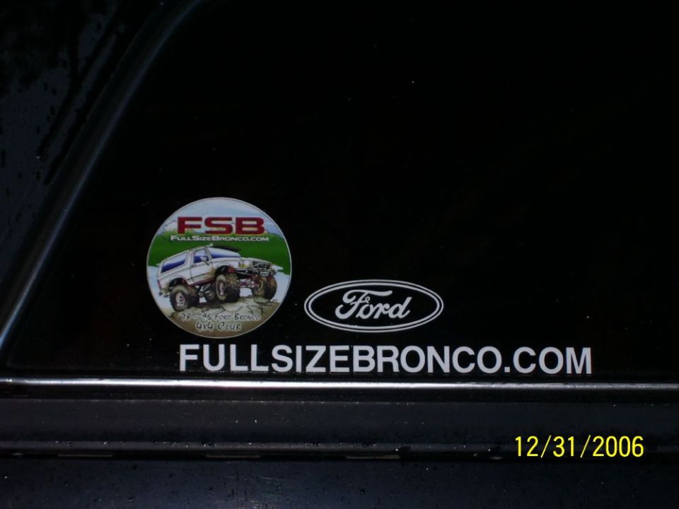 Ford Bronco sticker with text FULLSIZEBRONCO.COM