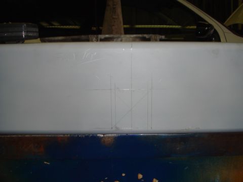 1996 Ford Bronco - maring te cut outs on the bumper, all measurements are from center