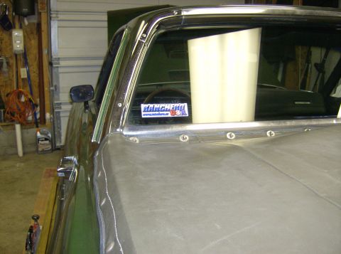 1970 Ford Ranchero - Interior view of a 1970 Ford Ranchero, showing a windshield sticker.