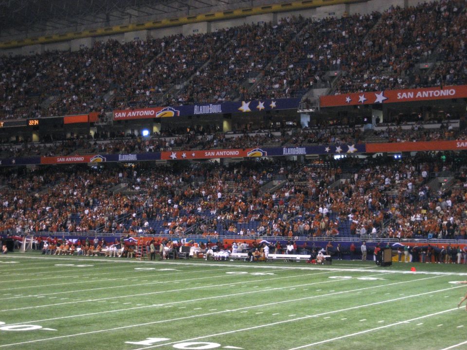 Crowded stadium during the Alamo Bowl in San Antonio