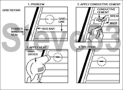 1983 Ford Bronco - Use a defroster grid service kit to repair grid lines. https://www.amazon.com/dp/B000ALBZJY/